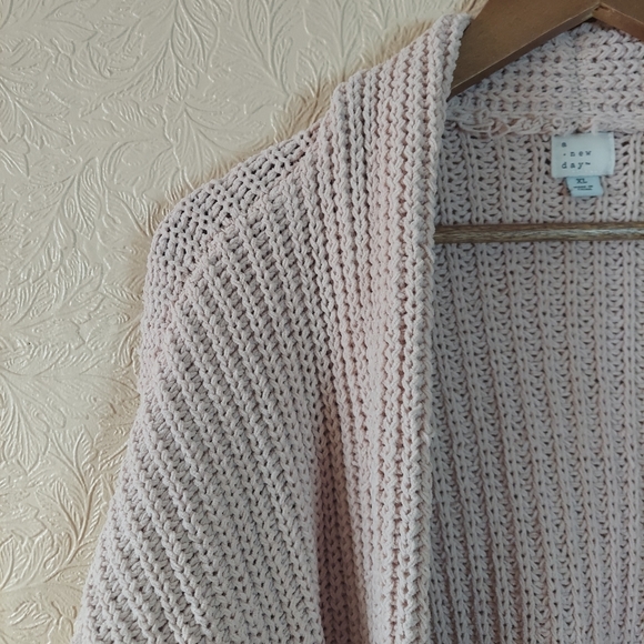 a new day beige cream chunky knit open cardigan Sz XL - Picture 2 of 7